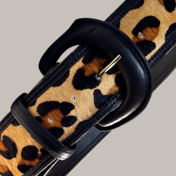 Vintage Avignon Leopard Hair-On Leather Belt Wide Statement Belt Sz Small - Picture 5 of 12